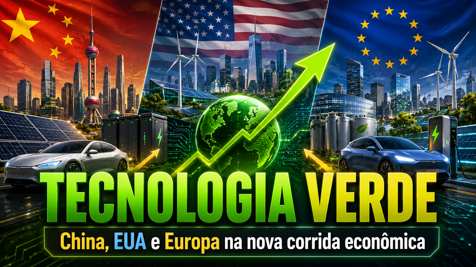 Tecnologia verde como nova corrida econômica entre China, EUA e Europa